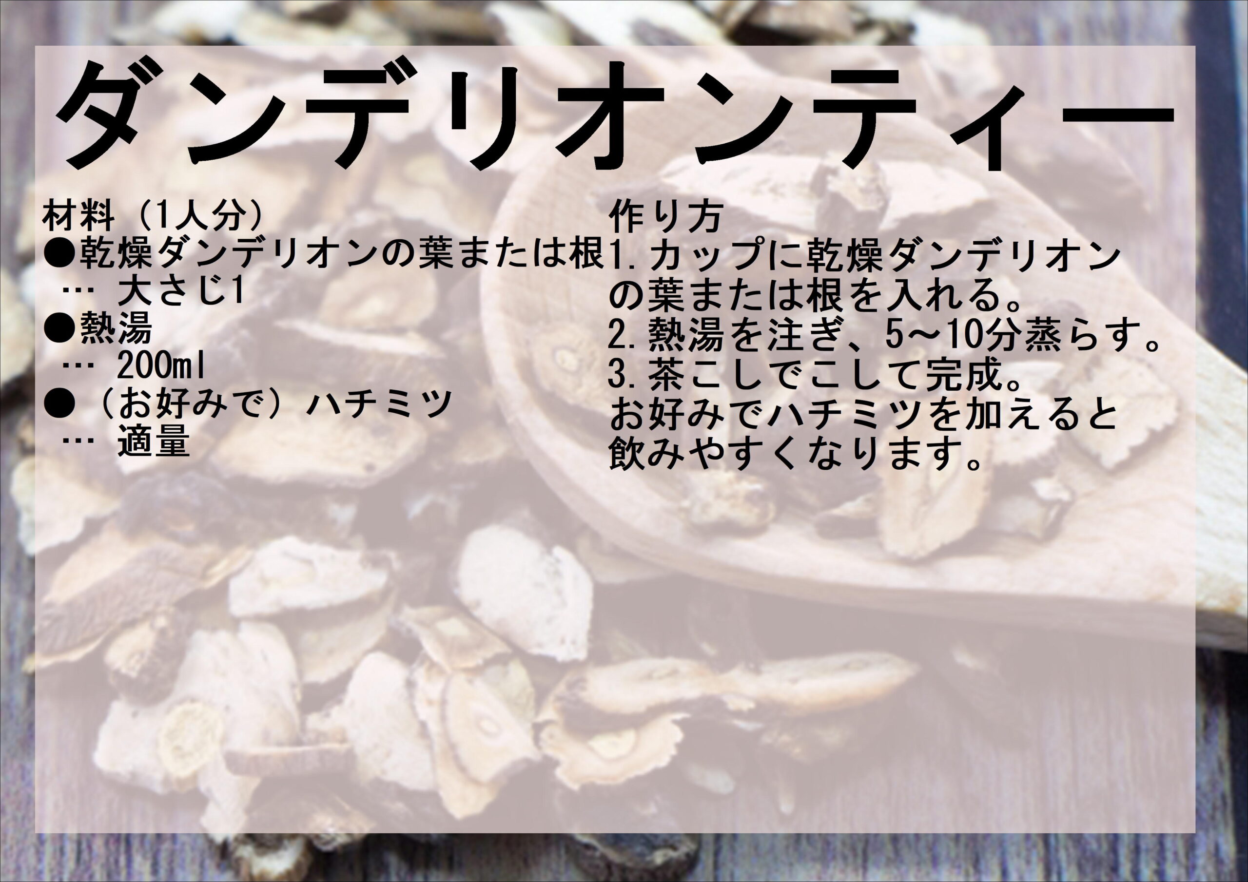ダンデリオンを使ったレシピ