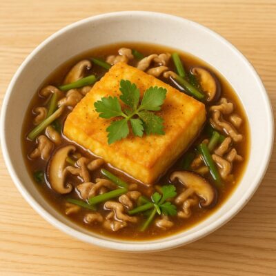 コモミックスで揚げだし豆腐のあんかけのレシピ(カレー粉=コモミックス)
