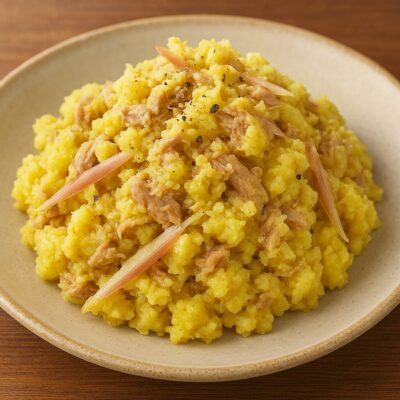 みょうがとツナのポテトサラダのレシピ（カレー粉＝コモミックス）