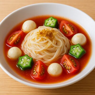 コモミックスでトマトそうめんのレシピ（カレー粉＝コモミックス）