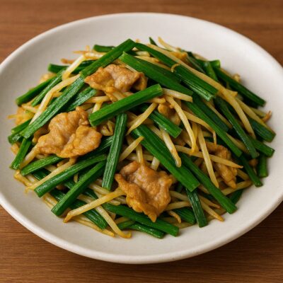 にらのスパイス炒めのレシピ（カレー粉＝コモミックス）