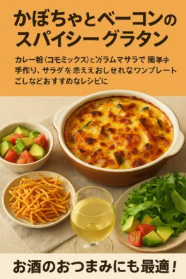 🍲かぼちゃとベーコンのスパイシーグラタンのレシピ（カレー粉＝コモミックス）