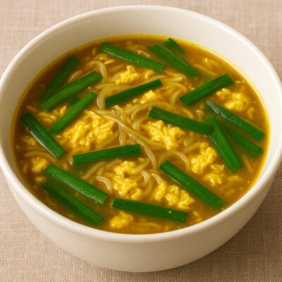 にらカレースープのレシピ（カレー粉＝コモミックス）