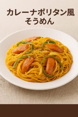 カレーナポリタン風そうめんのレシピ（カレー粉＝コモミックス）