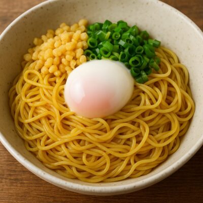 和風カレーだれの油そば風そうめんのレシピ（カレー粉＝コモミックス）