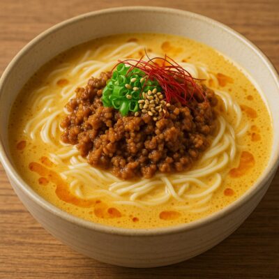 カレー担々風そうめんのレシピ（カレー粉＝コモミックス）