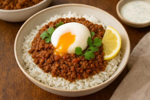 🍛 スパイスキーマ丼（カレー風ひき肉丼）レシピ｜カレー粉＝コモミックス使用