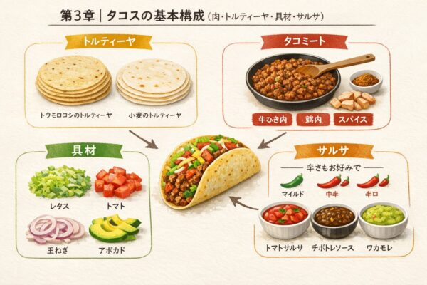 第3章｜タコスの基本構成（肉・トルティーヤ・具材・サルサ）