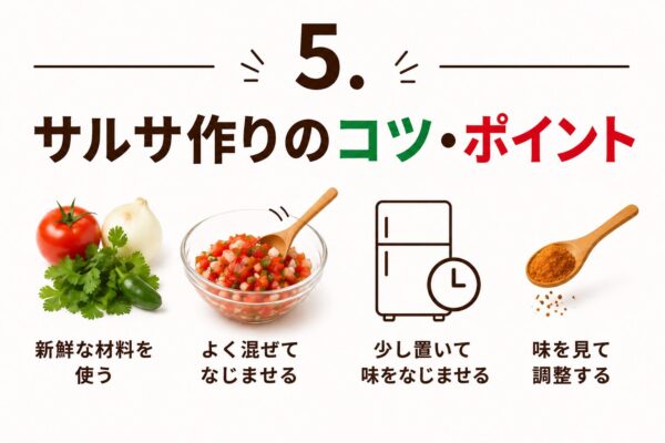 5. サルサ作りのコツ・ポイント