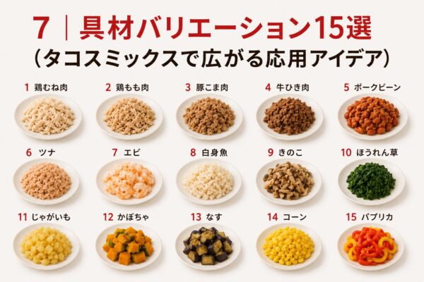 7｜具材バリエーション15選（タコスミックスで広がる応用アイデア）