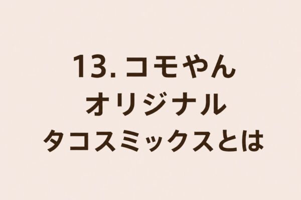 13. コモやんオリジナルタコスミックスとは