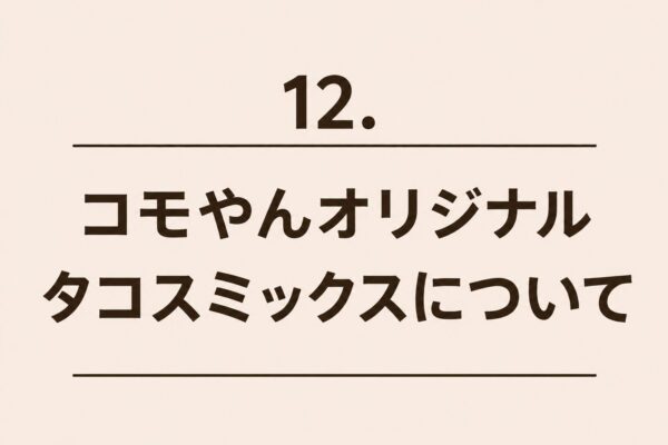 12. コモやんオリジナルタコスミックスについて